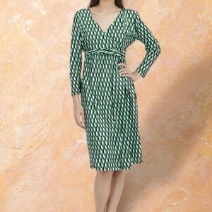 NWT Diane von Furstenberg for Target Long Sleeve Midi Geo Print Wrap Dress XS